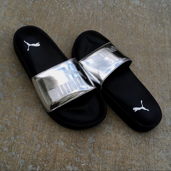 Silver Kids Puma Ledcat Jr Slides - Picture 4 of 8